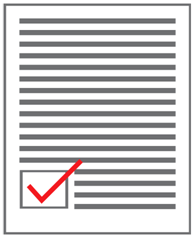 Blatt mit Leerzeilen und einem ok Zeichen